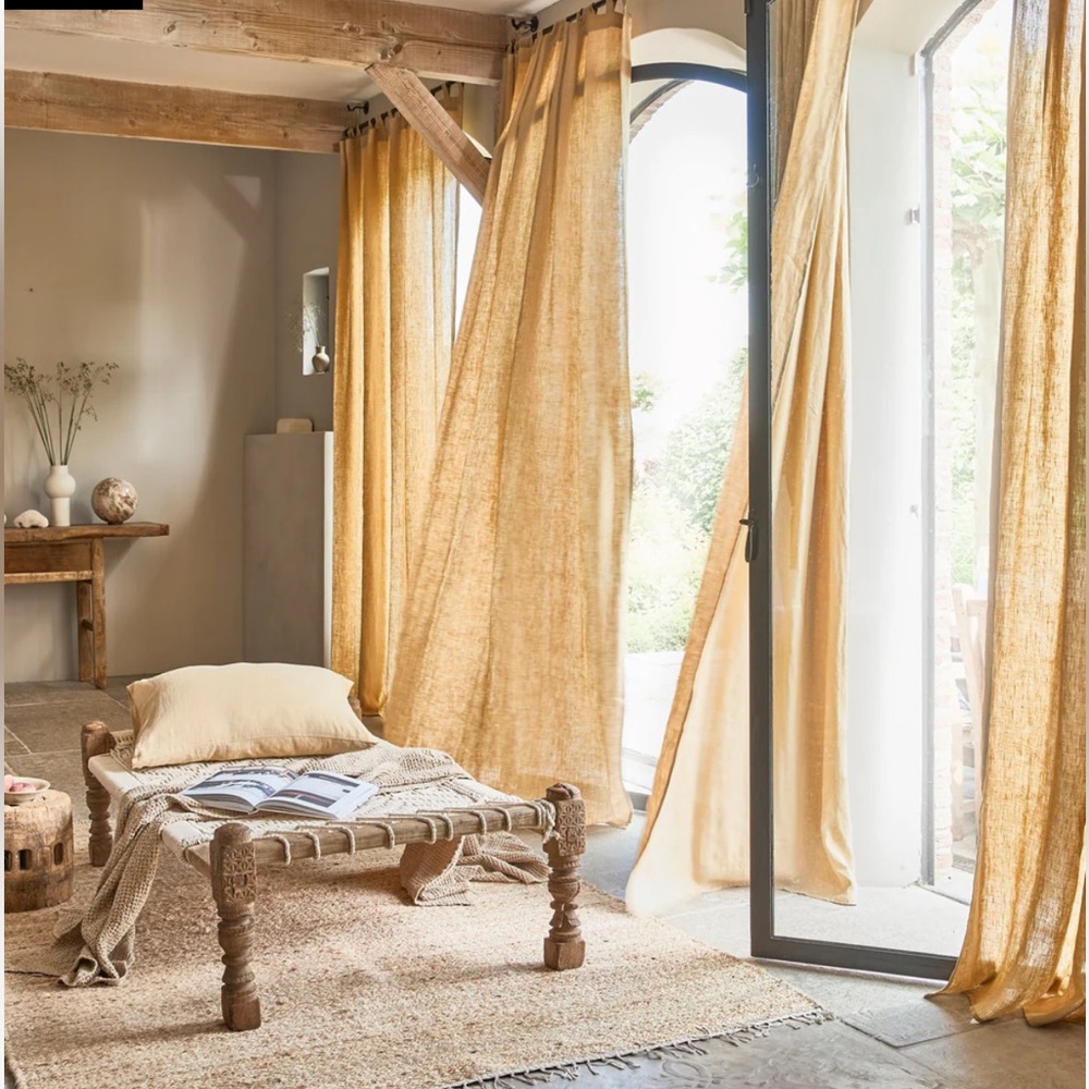 Magic Linen Sandy Beige Tab Top Linen Curtains